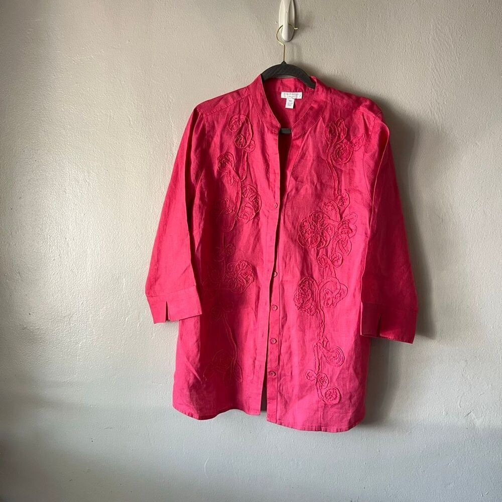 Charter Club brand hot pink tunic top made of 100% linen